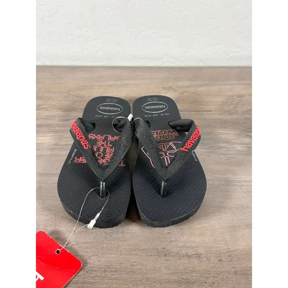 New -Havaianas Star Wars Darth Vader‎ Black Red Kids Sandals Flip Flops Size 9C